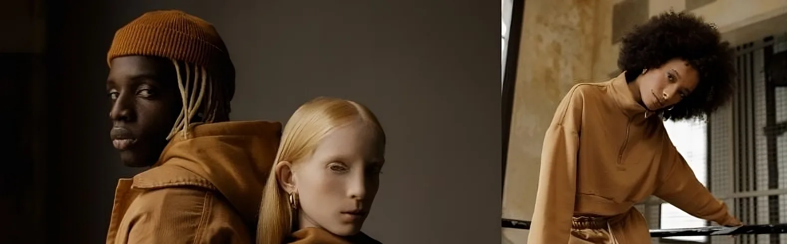 modelos usando moletom cor de caramelo
