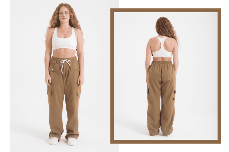 modelo frente e costas calça cargo