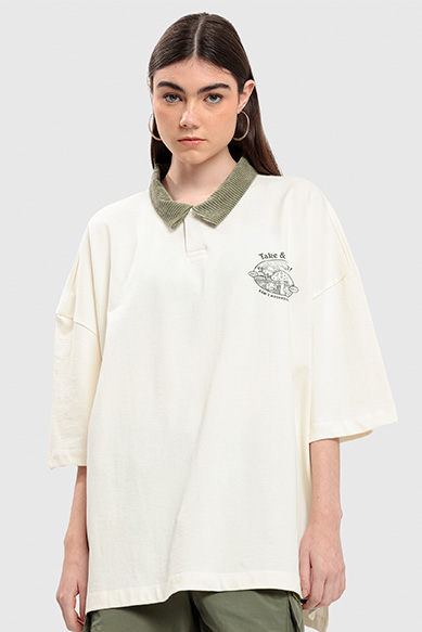 Camisa oversized feminina de algodão creme
