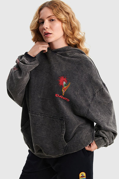 Moletom oversized com estampa de pássaro colorido